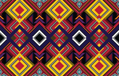 Geometric ethnic pattern vector background. seamless pattern traditional,Design for background, wallpaper, Batik, fabric, carpet, clothing, wrapping, and textile. Colorful ethnic pattern illustration.のイラスト素材