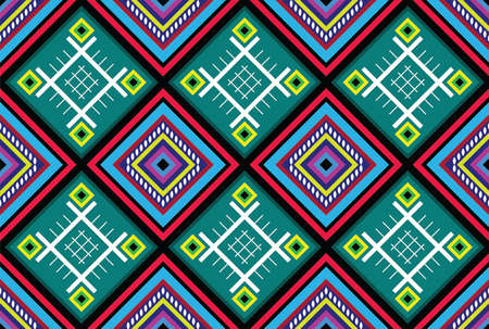 Geometric ethnic pattern vector background. seamless pattern traditional,Design for background, wallpaper, Batik, fabric, carpet, clothing, wrapping, and textile. Colorful ethnic pattern illustration.のイラスト素材