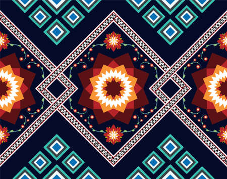 Colorful Ikat ethnic pattern vector background. seamless ikat pattern traditional, Design for background, wallpaper, Batik, fabric, carpet, clothing, wrapping, and textile.indian pattern illustration.の写真素材