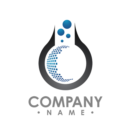 Logo and business card template for creative studio, Medical, Chemical, Science, Lab, Laboratory equipment vector logo.のイラスト素材