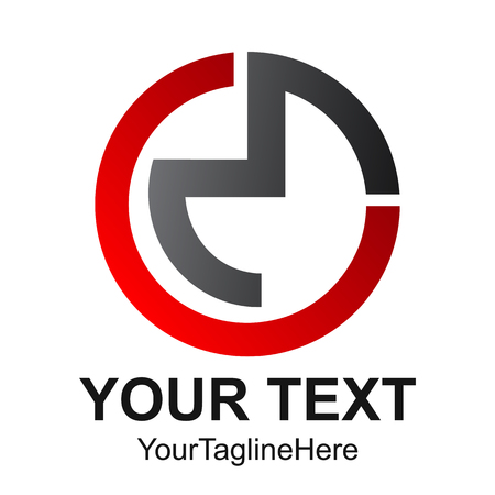 Initial letter CM logo design template element circle colored black red for business and company identityのイラスト素材