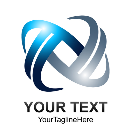 Creative abstract infinite ribbon swoosh vector logo design template element. Colored silver blue concept iconのイラスト素材