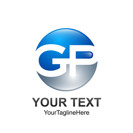 Initial letter GP logo template colored blue silver circle rounded design for business and company identityのイラスト素材