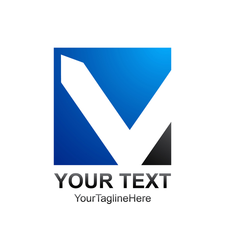 Initial letter V logo template colored blue grey square design for business and company identityのイラスト素材