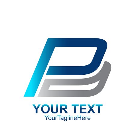 Initial letter P logo template colored silver blue design for business and company identityのイラスト素材