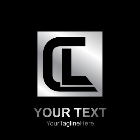 Initial letter CL logo design template element colored silver black square for business and company identityのイラスト素材