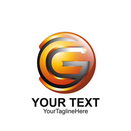 Initial letter G logo template colored orange circle sphere design for business and company identityのイラスト素材