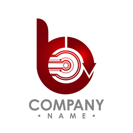 Letter B icon. Technology Smart logo, computer and data related business, hi-tech and innovative, electronicのイラスト素材