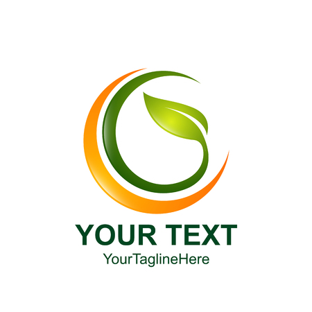 Circle green leaf ecology nature element vector icon. leaf logo and abstract organic leaf logo.のイラスト素材
