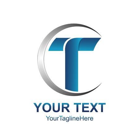 Abstract T letter circle swoosh vector logo icon template.のイラスト素材