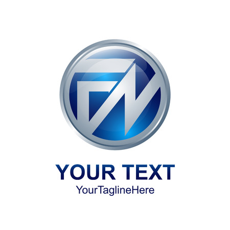 Initial letter FN logo template colored blue circle design for business and company identityのイラスト素材