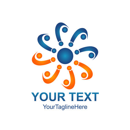 Initial letter J rotate  logo design template element colored orange blue for business and company identityのイラスト素材