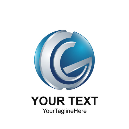 Initial letter G logo template colored blue grey rounded swoosh design for business and company identityのイラスト素材