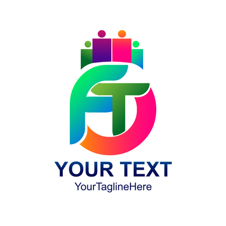 Initial letter FT logo template colorfull design for business and company identityのイラスト素材