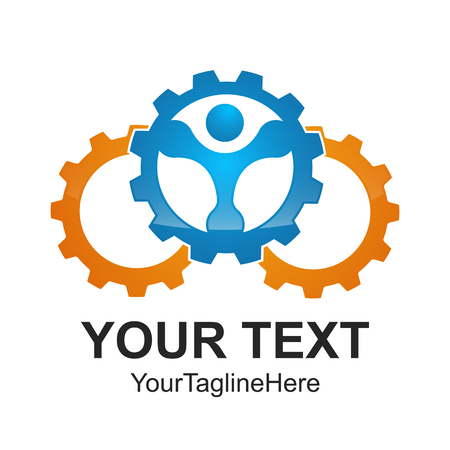 Vector 3D abstract gear icons machine and movement logo illustrationのイラスト素材