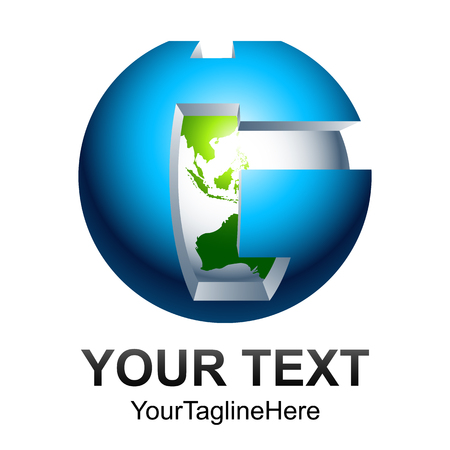 Abstract 3D World globe vector illustration. Tech globe logo vector.のイラスト素材