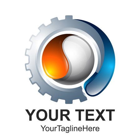 Vector 3D abstract gear icons machine and movement logo illustrationのイラスト素材