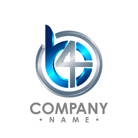 3d Initial letter B and number 4 logo design template element colored blue green circle for business and company identityのイラスト素材