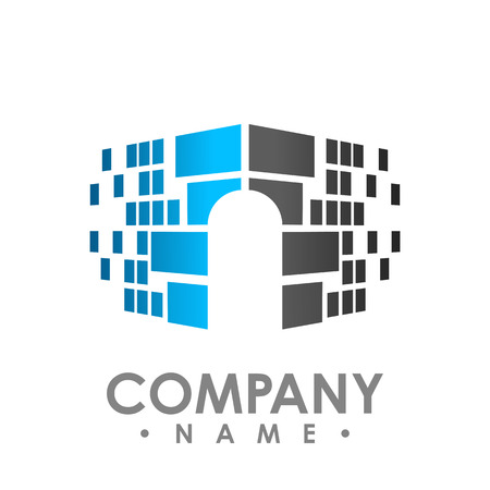 Digital data share security logo design template. Data share and Secure identity protection concept, privacy icon. Isolated on white background.のイラスト素材