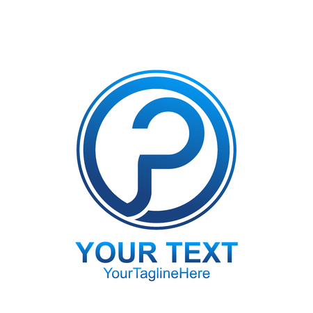 Initial letter P logo template colored blue circle design for business and company identityのイラスト素材