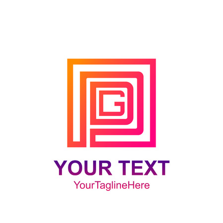 Initial letter PDG logo template colorfull square design for business and company identityのイラスト素材