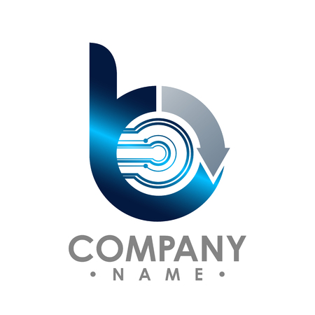 Letter B icon. Technology Smart logo, computer and data related business, hi-tech and innovative, electronicのイラスト素材