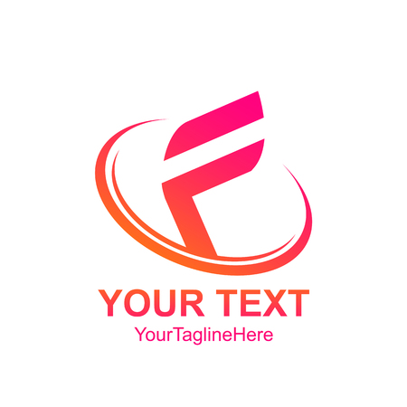 Initial letter F logo template colorfull swoosh design for business and company identityのイラスト素材