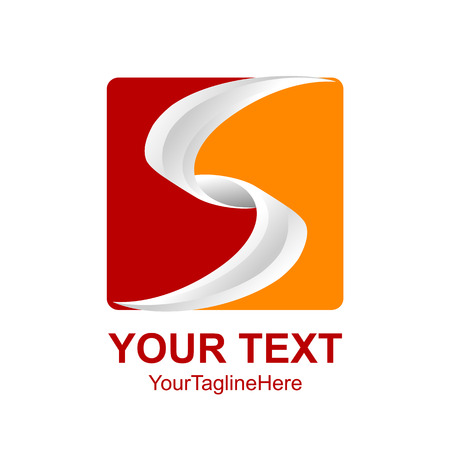 Letter S logo design template colored red yellow square swoosh design for business and company identity. Abstract initial S alphabet logo element.のイラスト素材