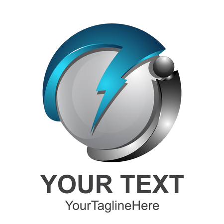 3d Lightning, electric power vector icon design element. Energy and thunder electricity symbol concept. Lightning bolt sign in the circle.のイラスト素材