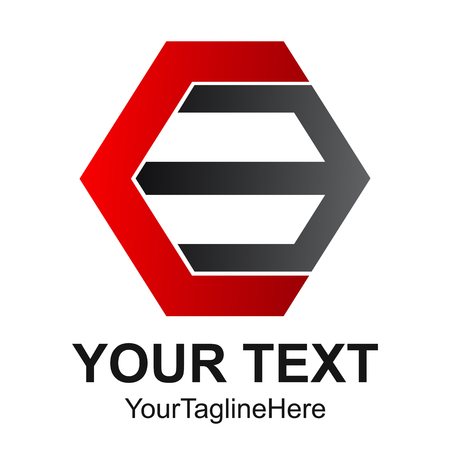 Initial letter CB logo design template element colored black red hexagon for business and company identityのイラスト素材