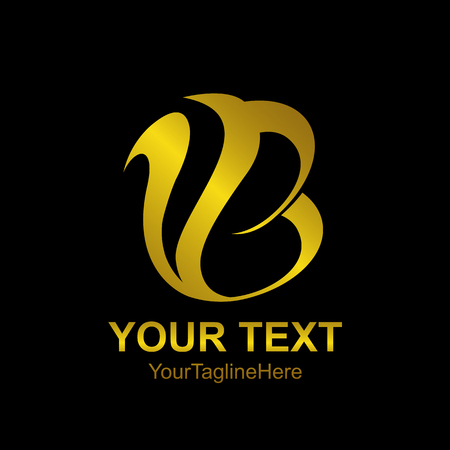 Initial letter VB logo template colored gold elegant luxury design for business and company identityのイラスト素材