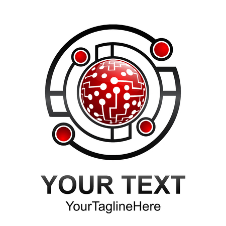 Creative abstract circle geomtric technology vector logo design template element. Colored black red concept iconのイラスト素材
