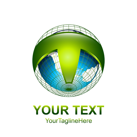 Initial letter T logo template colored green blue globe design for business and company identityのイラスト素材