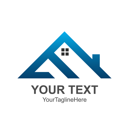 Triangle House roof and home logo vector element colored blue. Company logo design.のイラスト素材