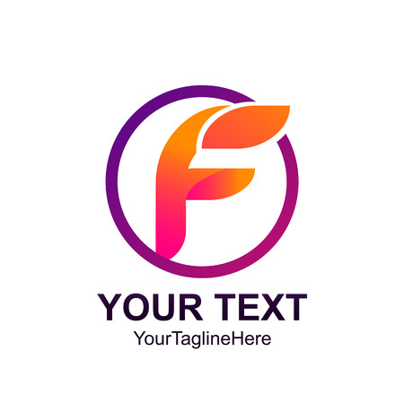 Initial letter F logo template colorfull circle design for business and company identityのイラスト素材