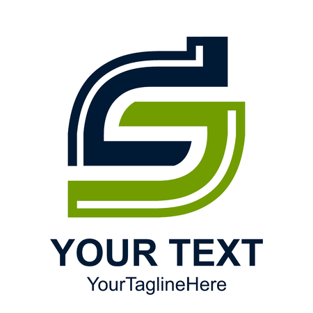 Initial letter S logo design template element colored dark blue green for business and company identityのイラスト素材