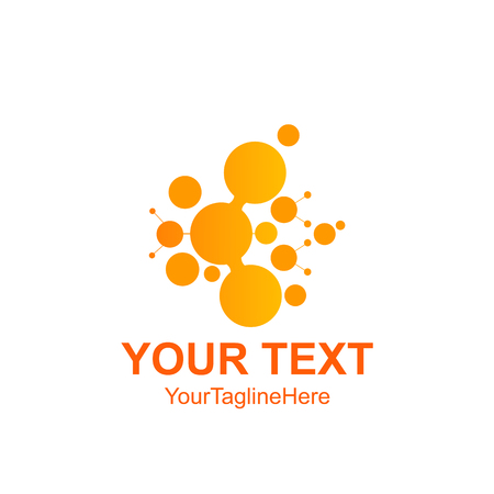 Abstract vector circle logotype. Orange unusual isolated chemistry logo. Virus icon. Orange sunny sun. Flower.のイラスト素材