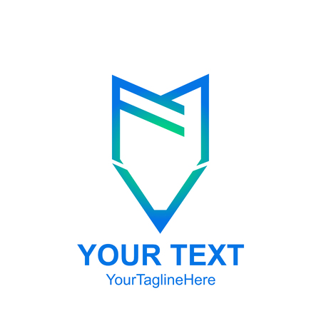 Initial letter FM logo template colored blue pen design for business and company identityのイラスト素材