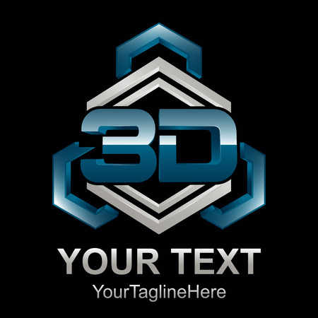 Abstract 3d text shape vector icon logo illustration. 3d shape rengering design vectorのイラスト素材