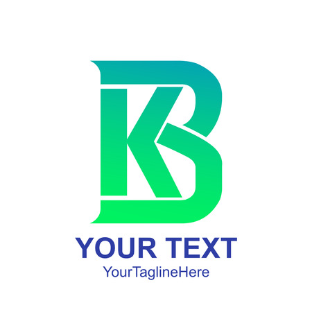 Initial letter KB or BK logo design template element colored green for business and company identityのイラスト素材