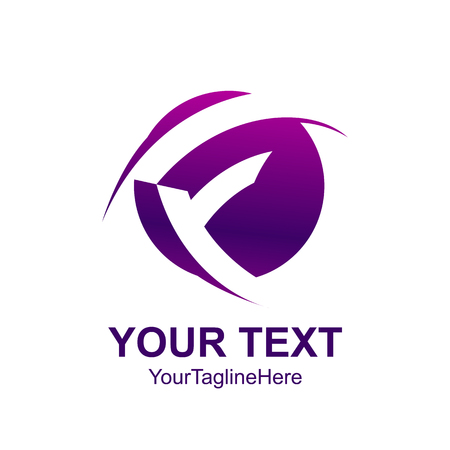 Initial letter F logo template colored purple circle design for business and company identityのイラスト素材