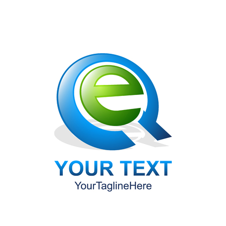 Initial letter E logo template colored blue green circle design for business and company identityのイラスト素材