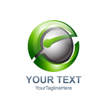 Initial letter E logo template colored silver green sphere design for business and company identityのイラスト素材