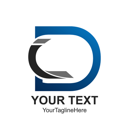 Initial letter D logo template colored black blue design for business and company identityのイラスト素材