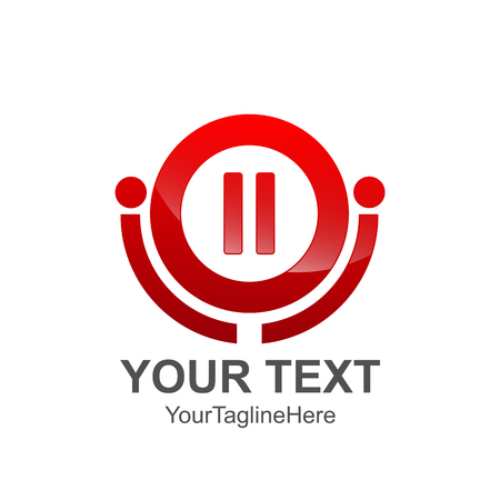 Creative abstract human, family, teamwork, people vector logo design template element. Colored red concept iconのイラスト素材