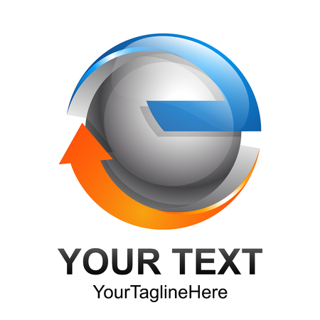 Creative abstract 3d sphere arrow up vector logo design template element. Colored silver blue orange concept iconのイラスト素材