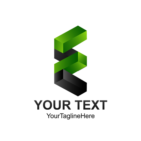 Initial letter E logo template colored grey green block design for business and company identityのイラスト素材