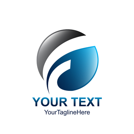 Initial letter F logo template colored blue grey circle design for business and company identityのイラスト素材