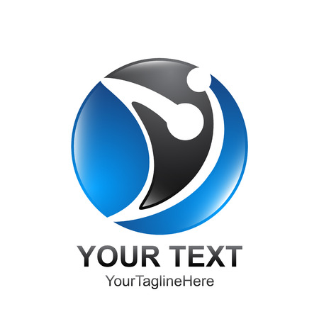 Initial letter V logo template colored blue black circle design for business and company identityのイラスト素材
