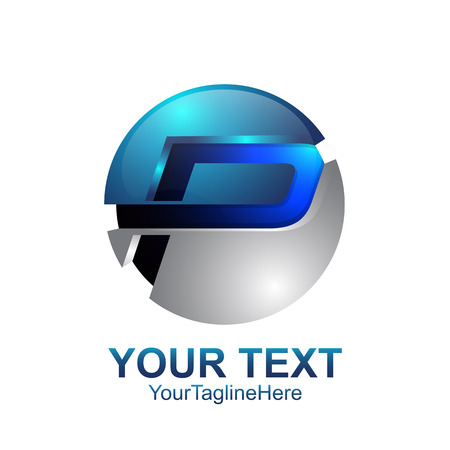Initial letter P logo template colored blue silver circle sphere design for business and company identityのイラスト素材